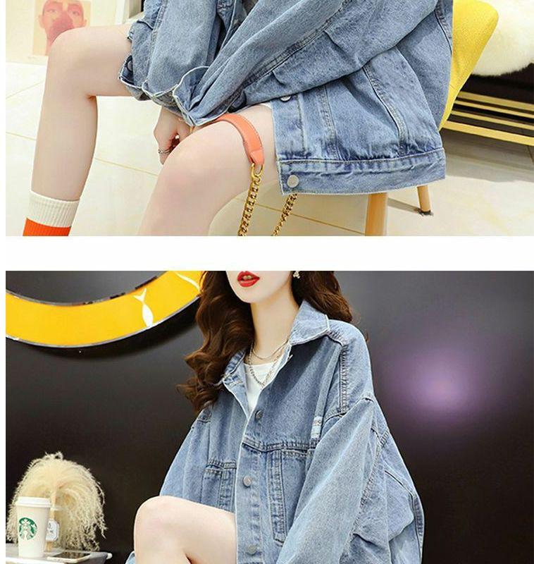 Women's Korean Style Loose Denim Jacket - Spring 2025 Trendy Baseball Uniform Outwear