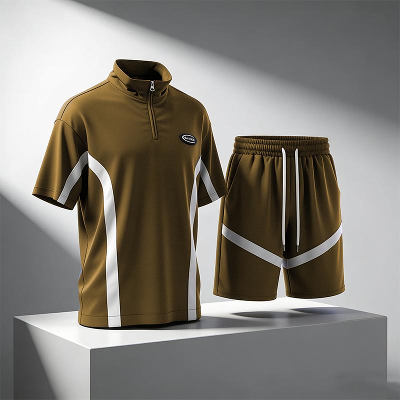 Summer Casual Sports Suit Men's Short Sleeved Lightweight Quick Drying Ice Silk Two-piece Set
