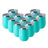 HASLE OUTFITTERS 12 Lidded Wine Stemless Wine Vacuum Travel Stainless Steel Coffee Cups for Cold and Hot and Pack of Light Blue Oz. Tumblers, Glasses,