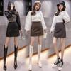 2026 Autumn/Winter Matte Frosted Coffee PU High Waist A-Line Midi Skirt