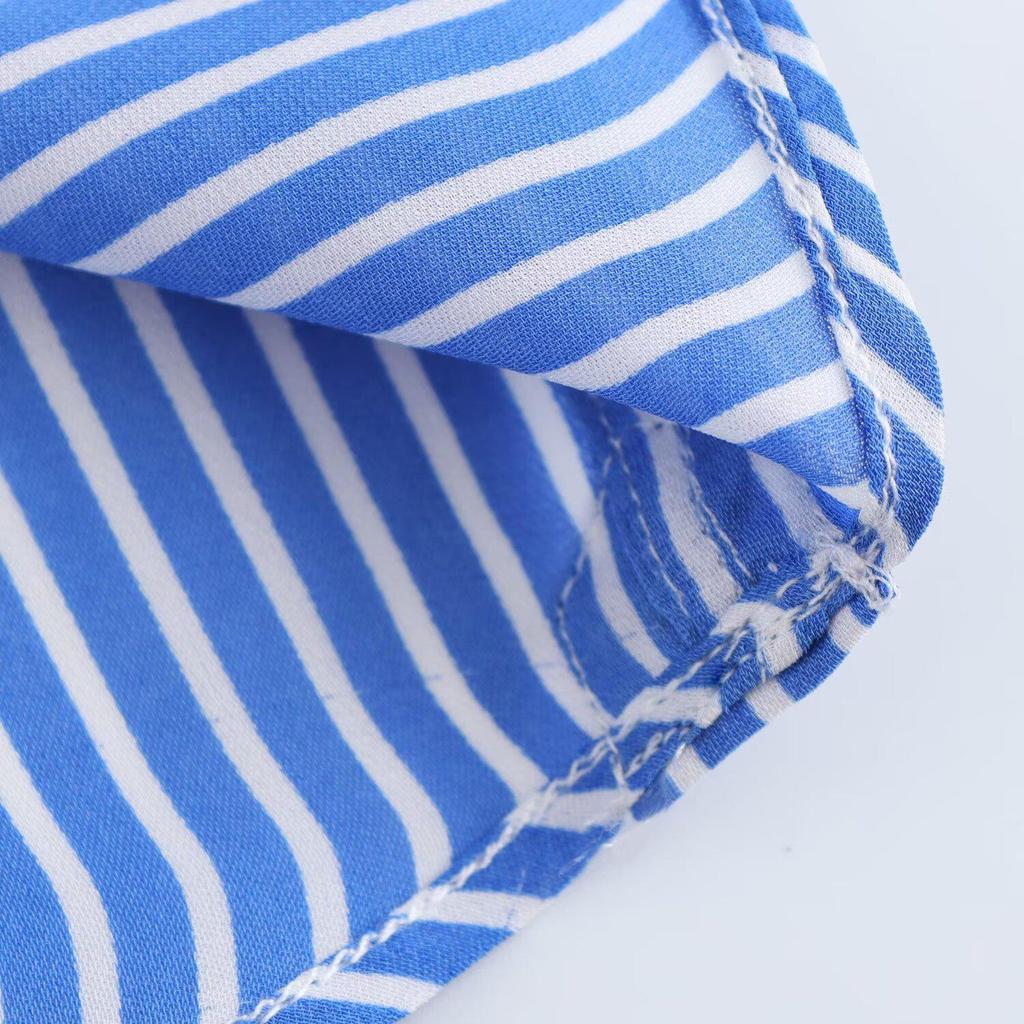 Color Block Striped Faux Silk Long Sleeve Shirt - European & American Style