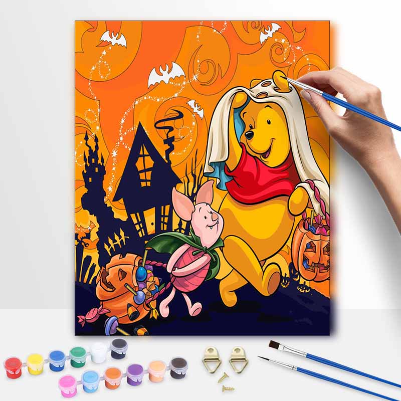 Disney Winnie The Pooh Halloween DIY Oil Painting Kits Hand Painting Home Decor Craft Gift Ideas For Friends Room Wall Art Decor Set