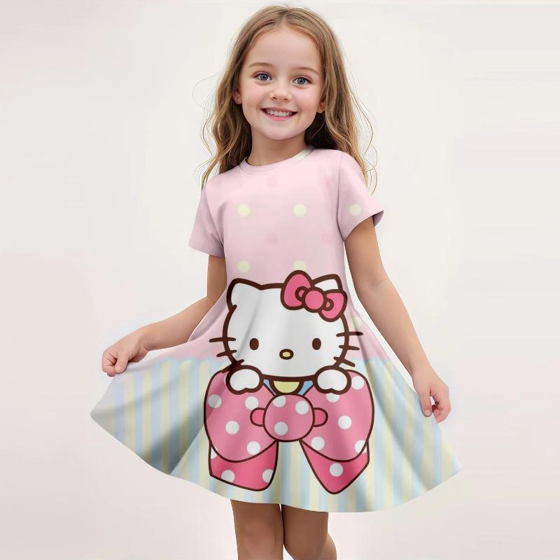 Hot Sale Kids Girl Cosplay Hello Kitty 3d Princess Dress Girls Birthday Party Kuromi Dresses