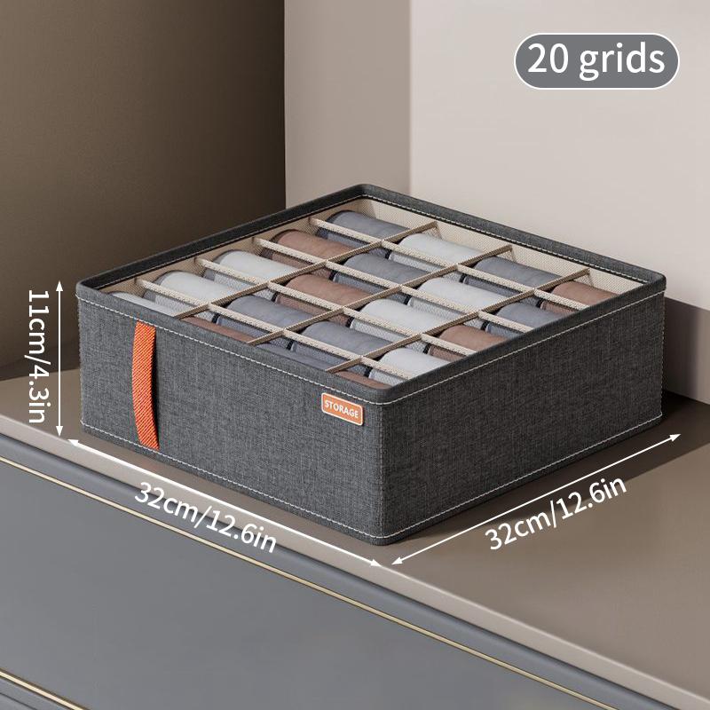 7/16/24 Grid Underwear Storage Box Cotton Linen Clothing Bra Cabinet Drawer Sock Storage Box Wardrobe Clothes Divider