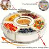 Vassoio Rotante Diviso con Coperchio e Manico, Scatola Portatile per Snack Frutta Snack Verdure Salumi, Spinner Trasparente per Snack