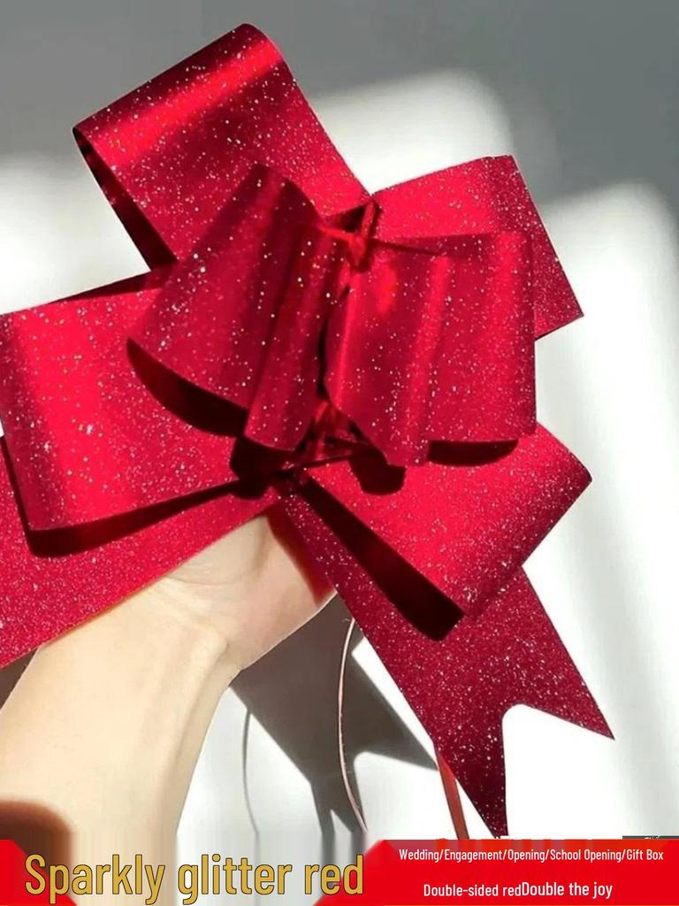 Shiny Double-Sided Red Ribbon Bow for Weddings, Gifts, and Events