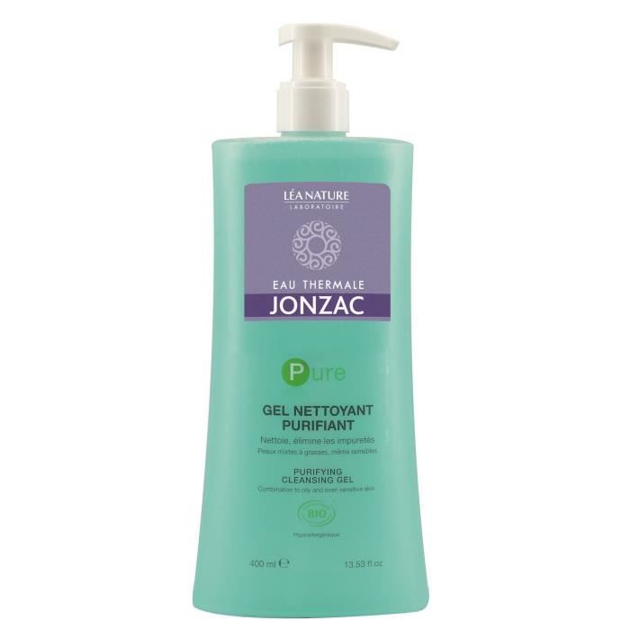 Gel Nettoyant - EAU THERMALE JONZAC - Pure Gel Nettoyant Purifiant - 400ml - Sans parabène - Peaux grasses