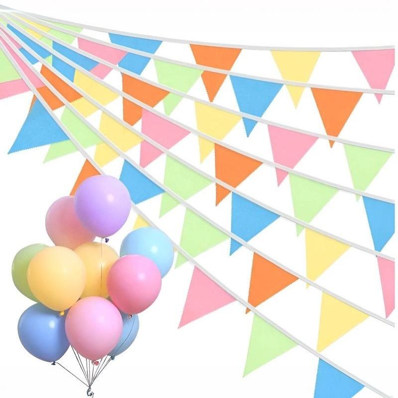 Triangle Bunting Flags 12M/40Ft Reusable Easy to Hang Banner for Wedding Birthday Bachelorette Party Decor