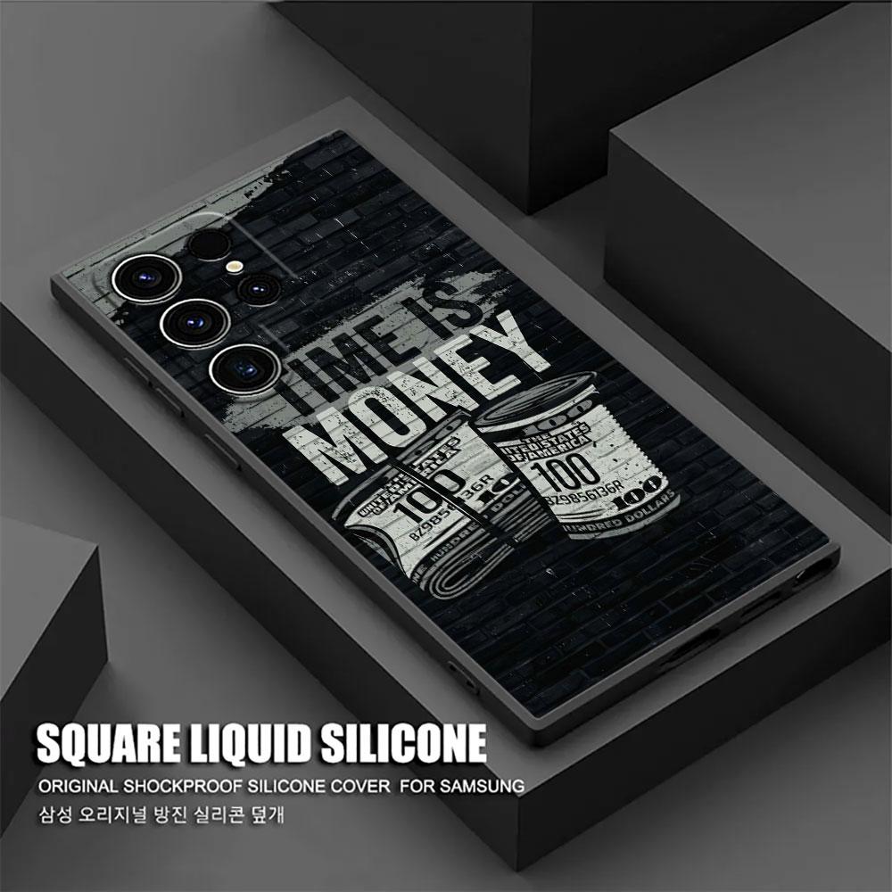 Black Dollar Time is Money Phone Case For Samsung Galaxy S26 Ultra Cases S25 FE S24 S23 S21 Ultra S20 S24 FE S22 S26 Plus Cover