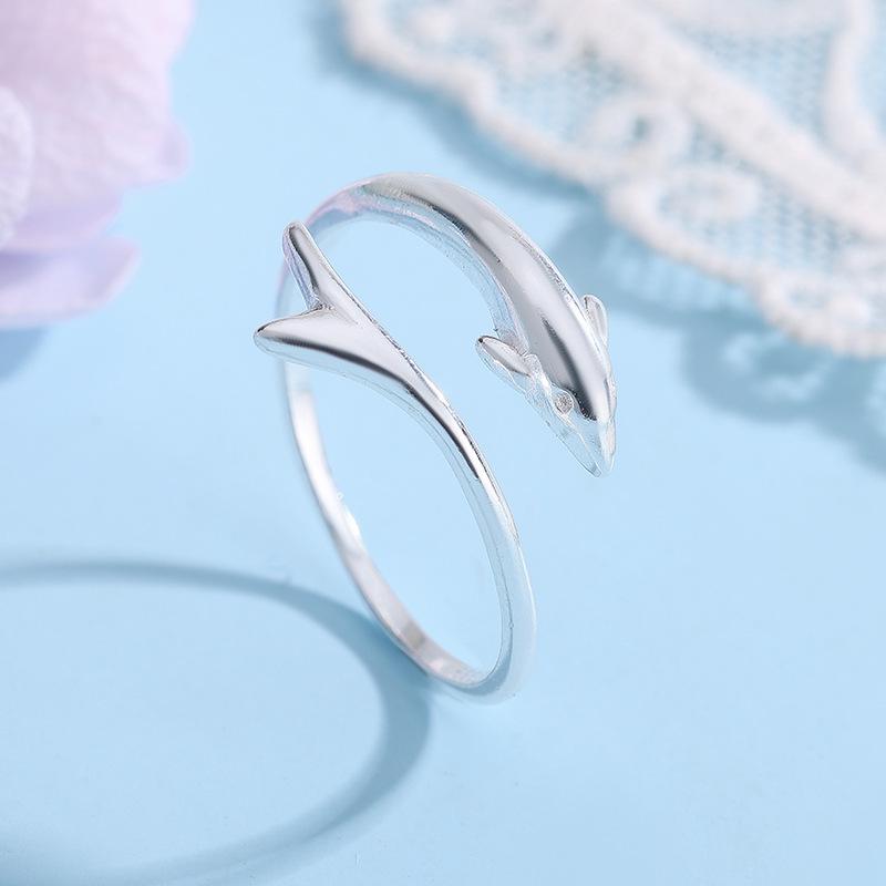 Öffnungsbarer kleiner Delfinring im koreanischen Stil - Niedliches & Kreatives Meeresbewohner-Design