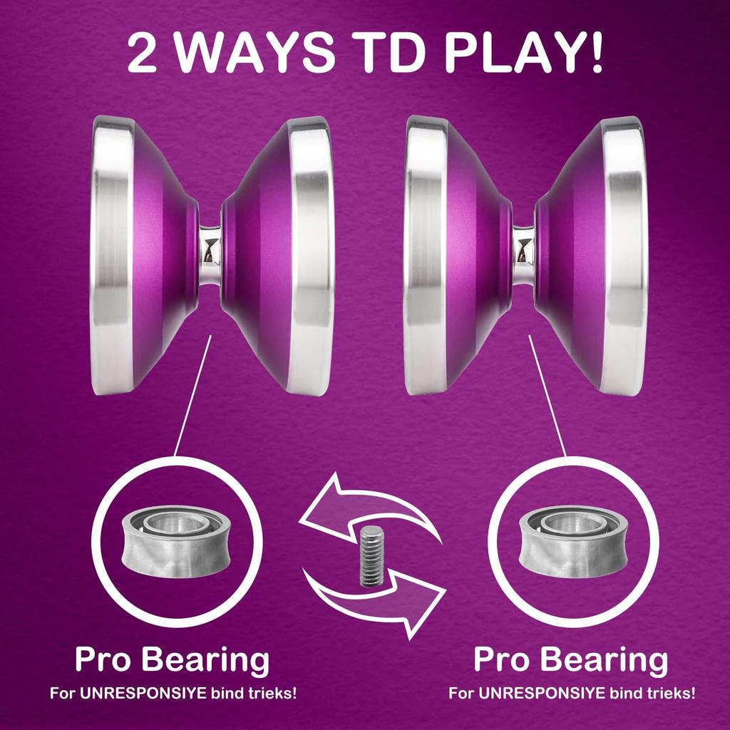 WATIEOBOO Professional Bimetal for Adults and Advanced Large Wide Body 6061 Aluminum Alloy with Advanced Precision Bearings Yo-Yo, Non-Reactive Yo-Yo