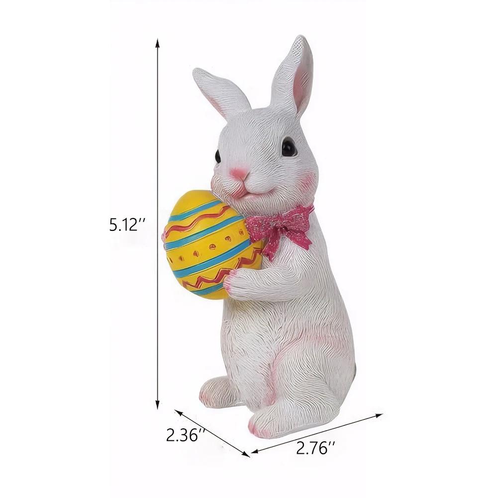 Easter Cartoon Rabbit Decor Resin Cute Bunny Statue Farmhouse Animal Rabbit Craft Gift for Boys Girls