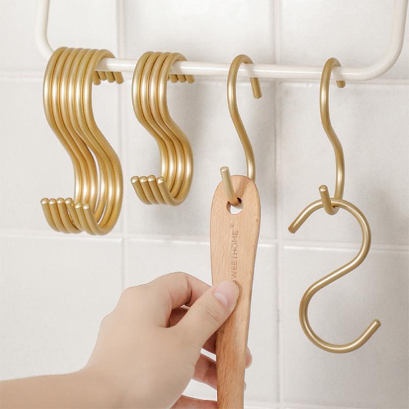5pcs S Shaped Hooks Aluminum Alloy Clothes Hanger Bags Hats Towel Hanging Rack Multi-function Bedroom Railing S Hanger Hooks