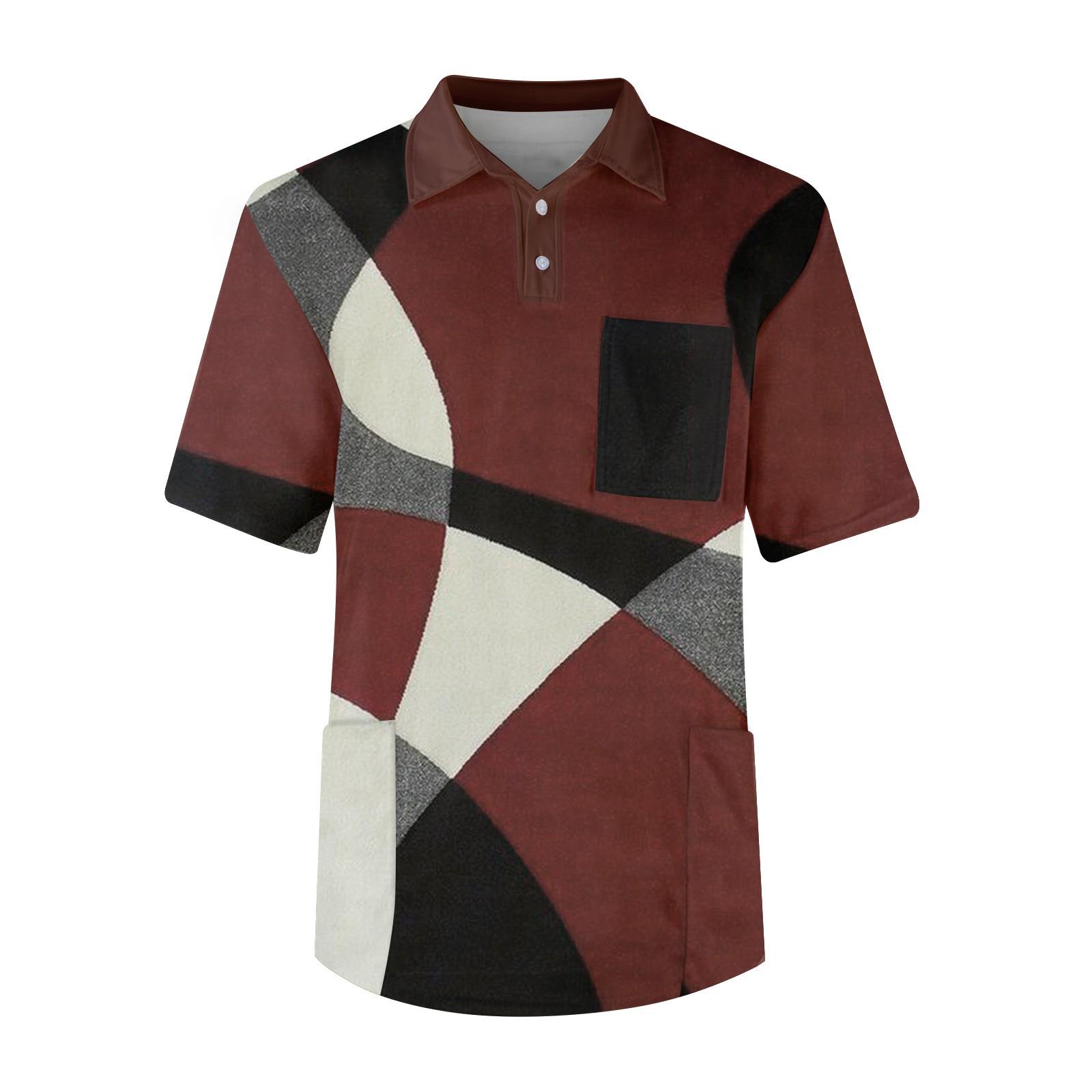 

Мужская футболка с коротким рукавом, пуговицами, лацканами, текстурированным принтом, нагрудным карманом, Dry-nurse XL винный