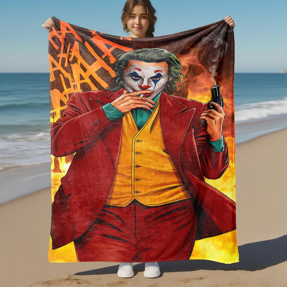 1PC Joker gun Outdoor Flannel Blanket Soft Plush Decor for Picnics, camping,Bedroom, Playroom, Office1183A