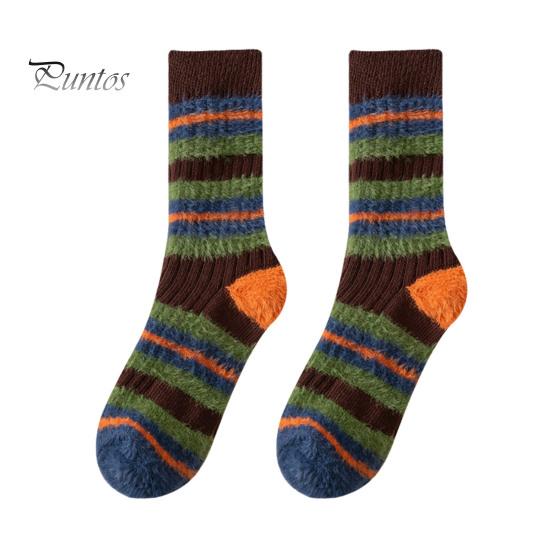 

1 пара женских носков осень-зима средней длины, противоскользящие, контрастного цвета, толстые, в полоску, высокоэластичные, впитывающие пот, повседневные носки для взрослых, спортивные носки кофейный