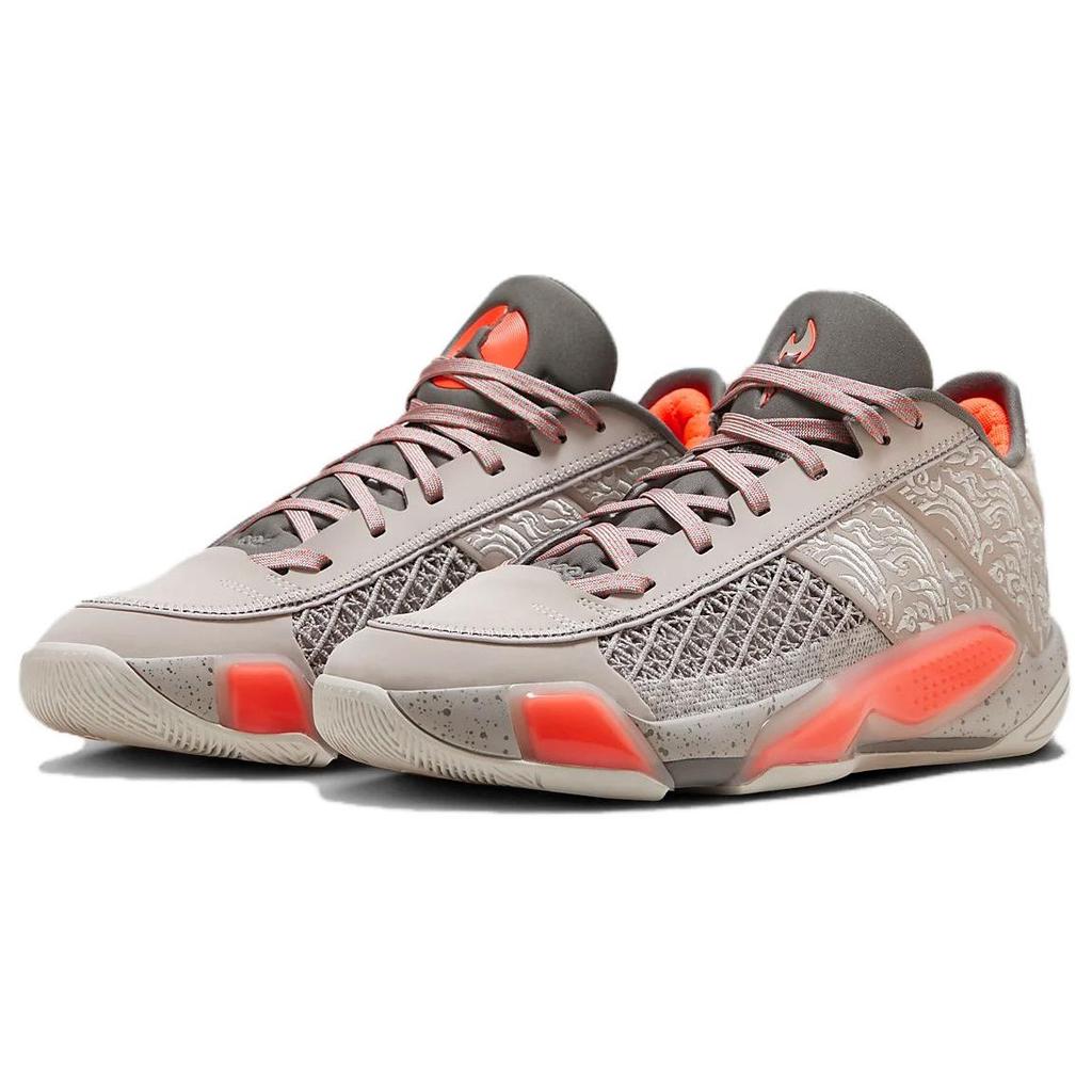 Air Jordan 38 Low Torch Men Sneakers Grey Cement-Grey Hyper-Crimson FZ4161-002