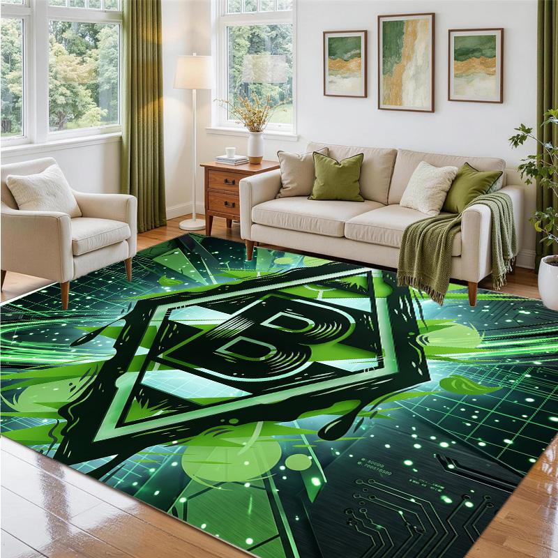 Borussia Mönchengladbach Design Crystal Velvet Rug Soft Decorative Mat for Bedroom Entrance