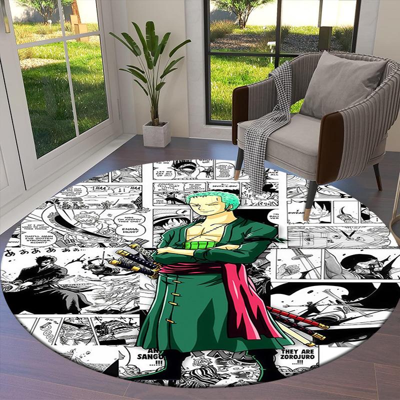 Roronoa Zoro Round Area Rug Carpet Rug For Living Room Bedroom Sofa Playroom Decor Nonslip Floor Mat