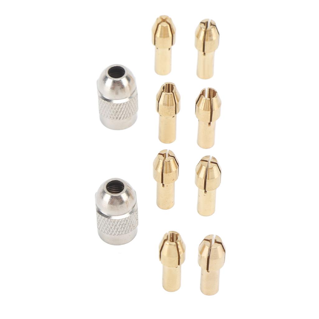 10PCS Drill Chuck Collet Set Brass Electric Drill Keyless Bit Collet Chuck Fast Change Adapter Tool