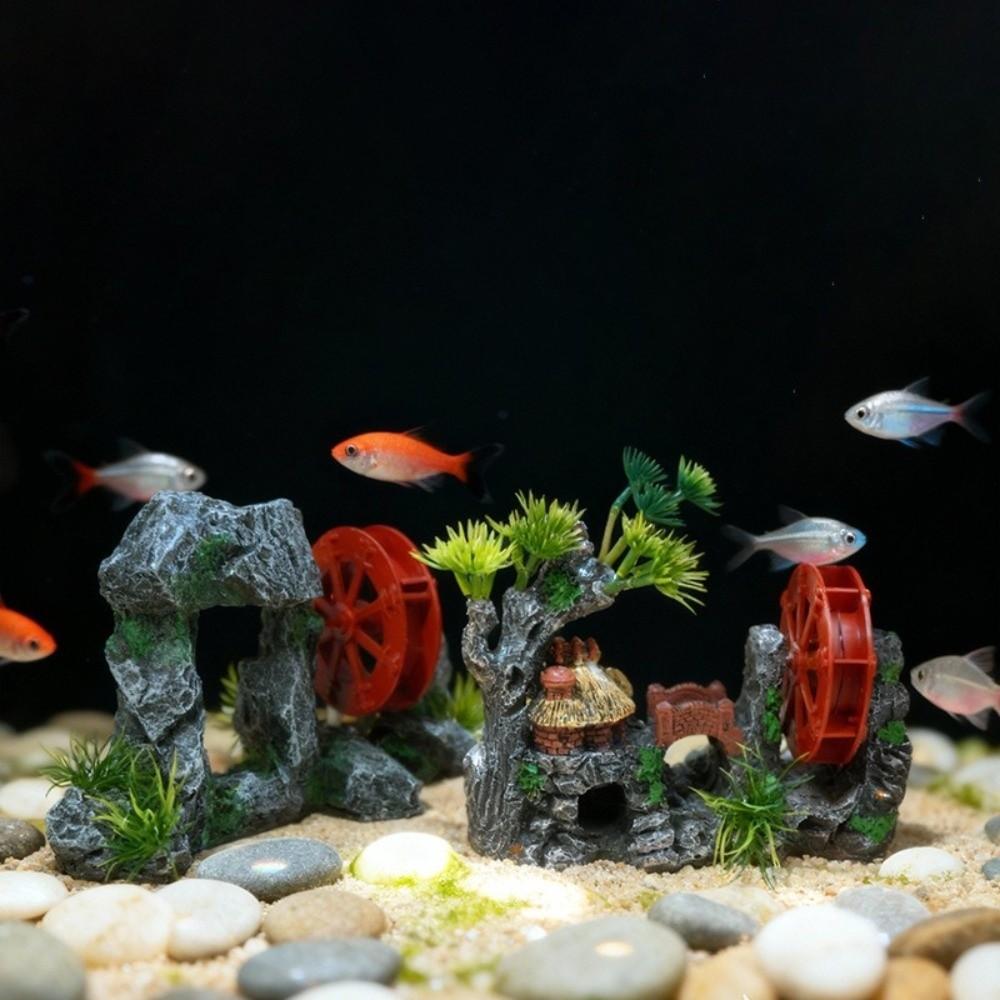 Creative Simulation Fish Tank Ornament Resin Natural Look Rockery Statue Retro Artificial Aquariums Statue Landscaping