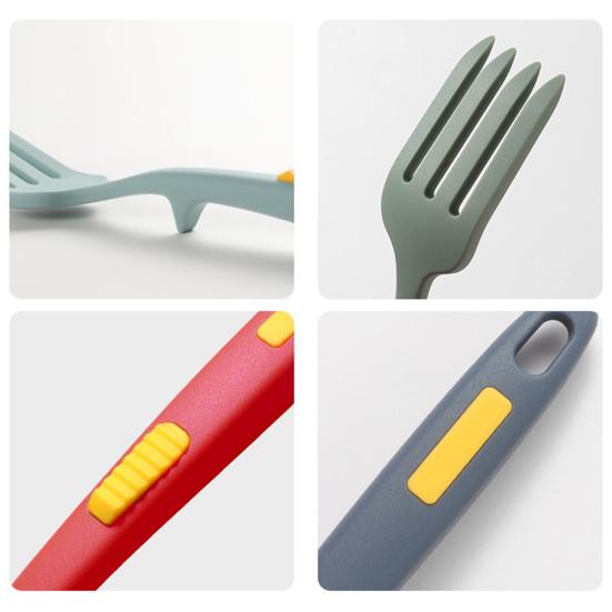 Salad Fork Flexible Food Grade Anti-scalding Silicone Dessert Pasta Fruit Whisking Fork Cooking Utensil for Daily Use
