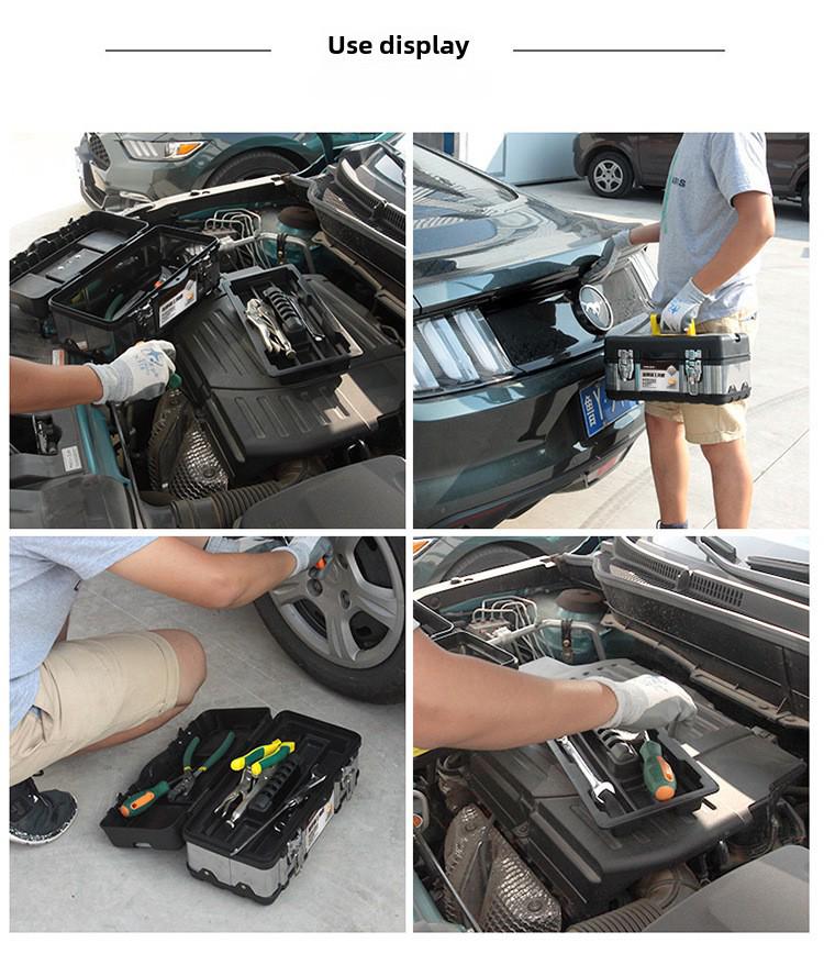 Green Forest Stainless Steel Toolbox: Multifunctional Storage for Hardware & Electricians