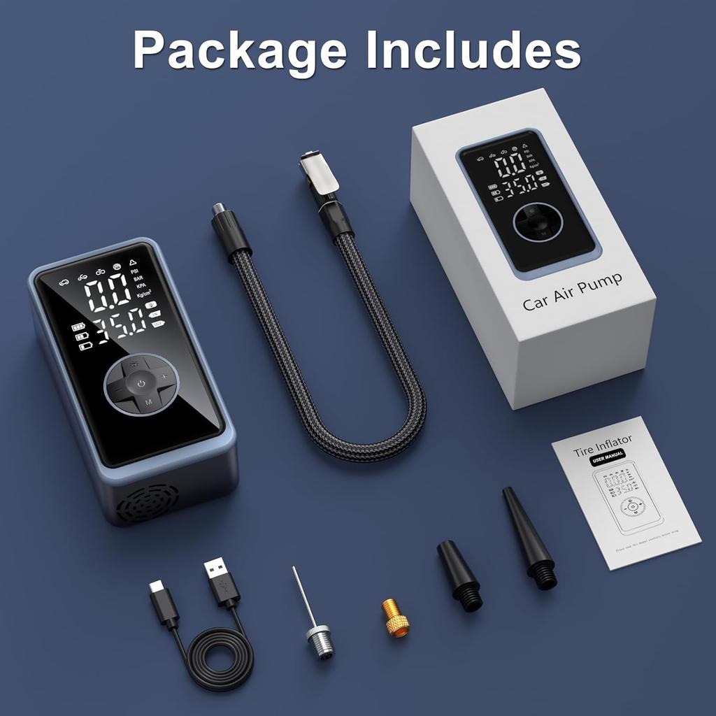 Tire Inflator Portable Air Compressor - 150PSI Cordless Air Pump for Car Tires, Portable Tire Inflator for Car, Air Compressor with Pressure