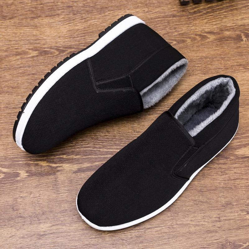 Winter old Beijing cotton shoes men's velvet thickened warm one-pedal cloth shoes soft sole wear-resistant non-slip high-top work shoes