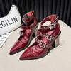 Mode Dicke Sohlen mit spitzer Schnalle Flacher Ausschnitt Wasserdicht Plateau Mode Allround Bequem Rutschfest Damen Einzelne Schuhe