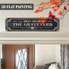 Spooky Graveyard 2D Flat Metal Sign, Gothic Wall Art for Bathroom, Cottage and Christmas Decor