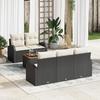 vidaXL 6-piece Garden Sofa Set with Black Poly Rattan Acacia Cushions, vidaXL 2-seater Garden Sofa 3356185