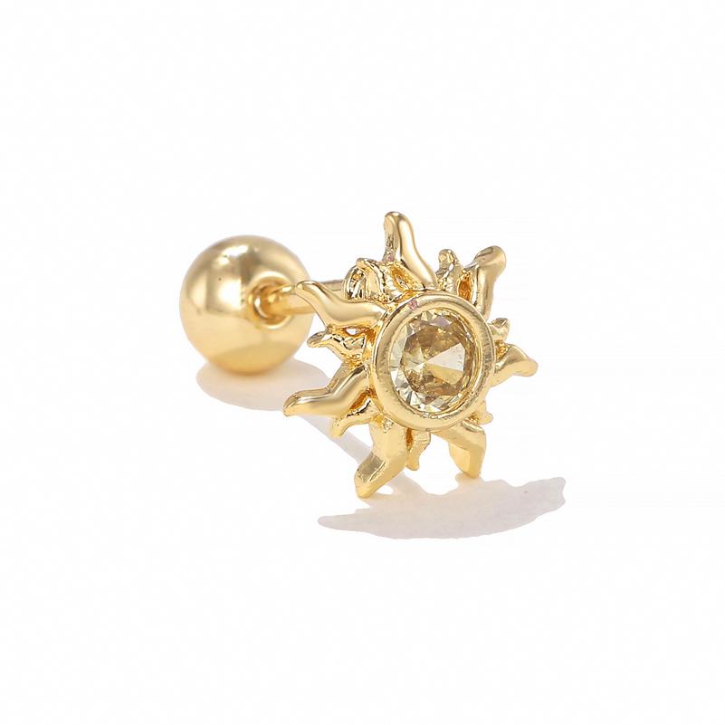 One Piece Zirconia Flowers Princess Geometry Piercing Screw Stud Earrings for Women Girls Fashion Jewelry In Summer