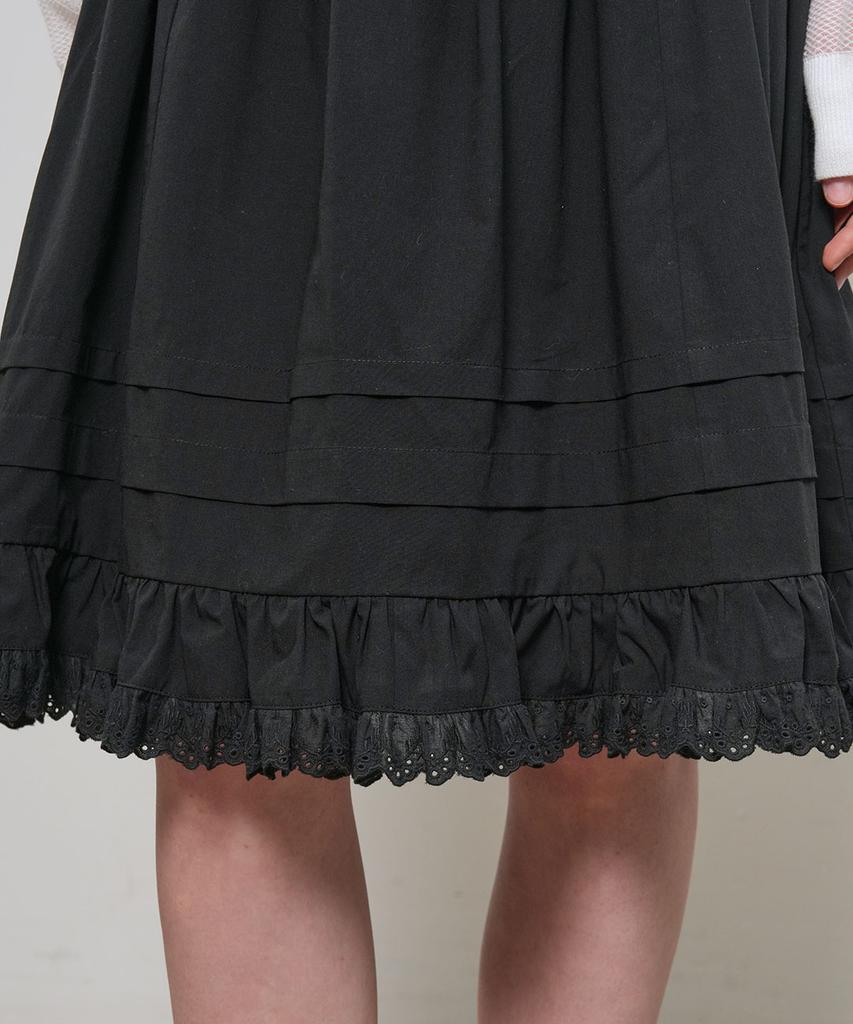 General Idea Lace Flare Midi Skirt [Black] / Gf2Lsk509