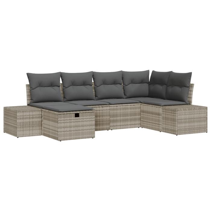 VidaXL Ensemble de canapé 6 pièces jardin avec coussins gris clair en rotin synthétique 3359381
