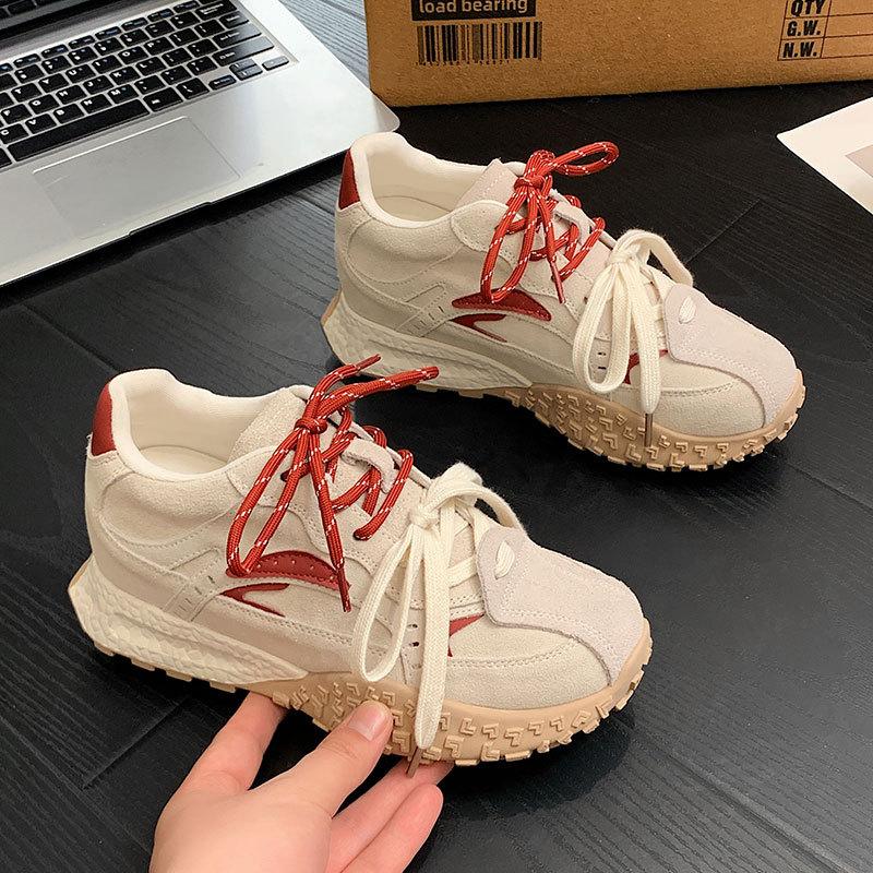 Spring New Style Women's Sporty Casual Thick Bottom Double Strap Dequan Shoes Versatile Leisure Fashionable Cross Strap Footwear