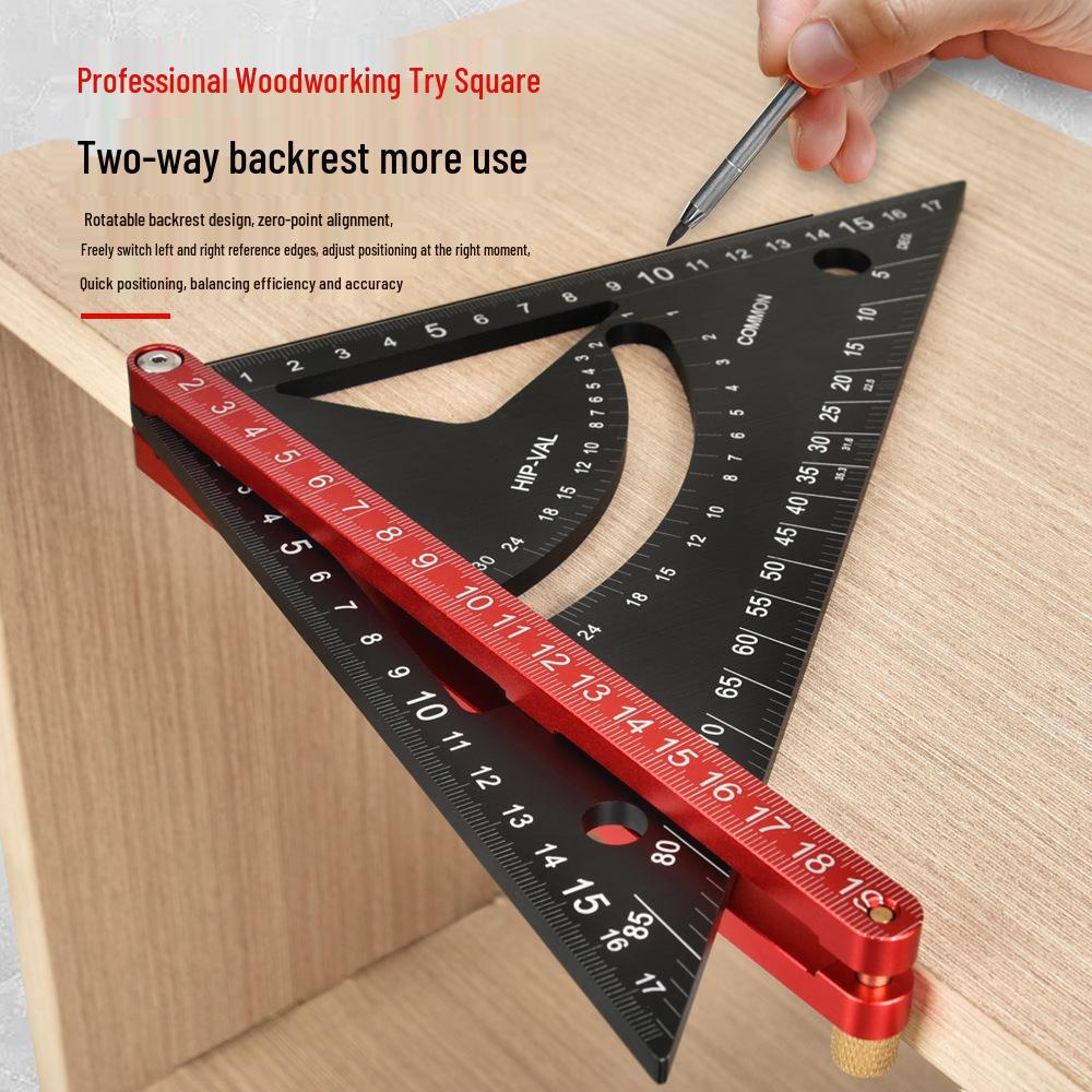 Aluminum Alloy Woodworking Multi-Functional Triangle Ruler with Sliding Rod