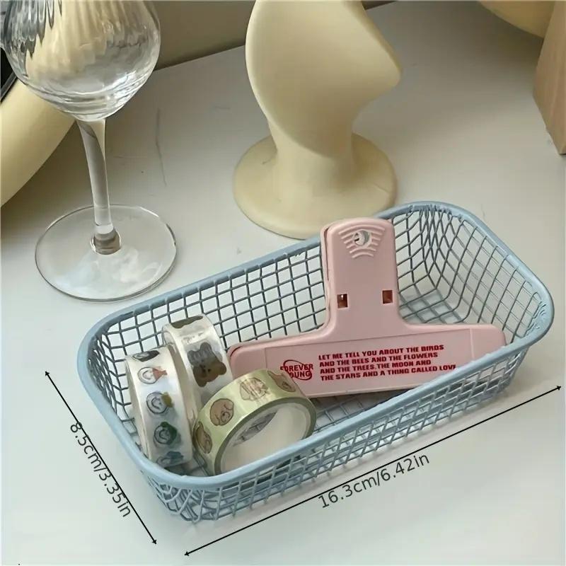 1Pcs Ironwork Desktop Storage Box Metal Office Stationery Storage Basket for Students Miscellaneous Items Organize
