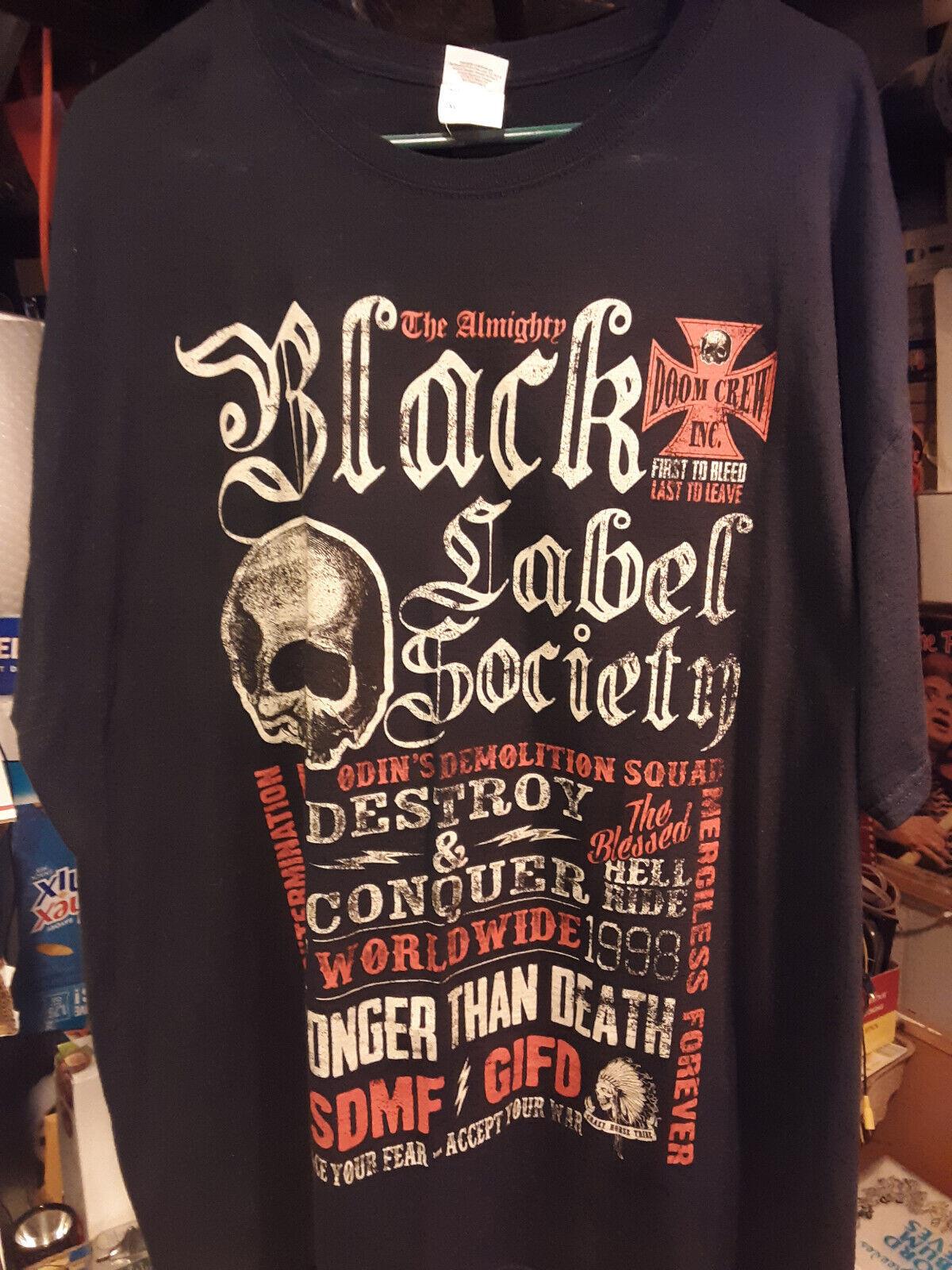 BLACK LABEL SOCiETY 1998 DOOM CREW JERZEES CONCERT TEE BLACK T-shirt SiZE XXL L