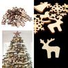 50Pcs Wooden DIY Christmas Tree Snowflake Star Hanging Ornaments Table Craft