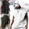 Men T-shirt Hooded Solid Color Summer Loose Sleeveless Vest for Party