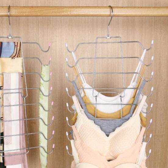 Stainless Steel Underwear Hanger Multi-Layer Non-Slip Towel Drying Rack Foldable Portable Clothes Rack for Travel Home Closet Bathroom