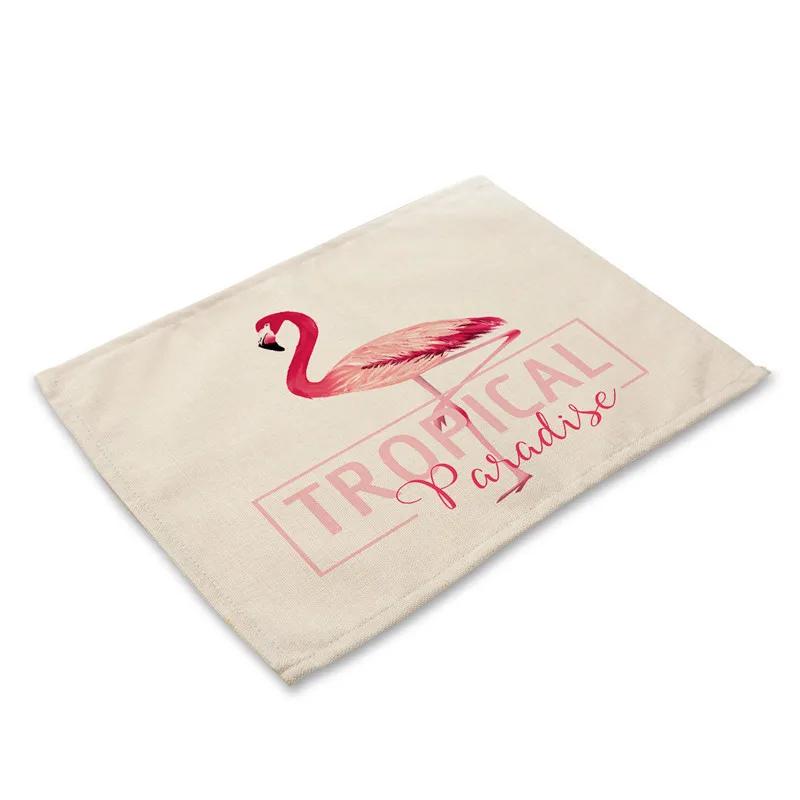 

Tropical Animal Flamingo Pattern Kitchen Placemat Tea Coasters Dining Table Mat Cup Mats Linen Pad 45*30cm Home Decor 2pcs 30x45cm