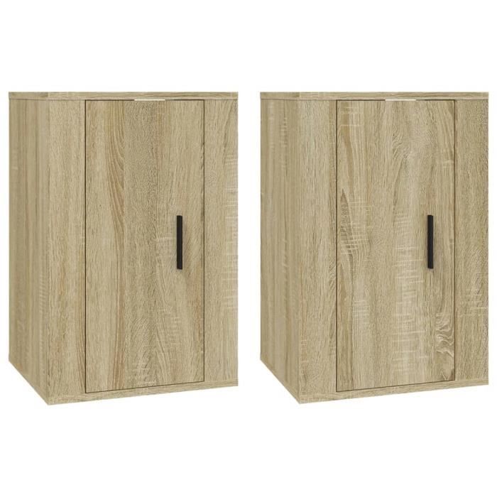 816663 vidaXL Wall-Mounted TV Cabinets 2 Pcs Sonoma Oak 40x34.5x60 Cm