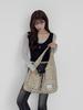 Atil Studio Leopard Denim Patch Pocket Hobo Shoulder Bag _Cream