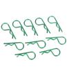 10Pcs RC Car Shell Clip RShape Metal Body Clips Pins Green for 15 16 18 110 RC Car(Green )