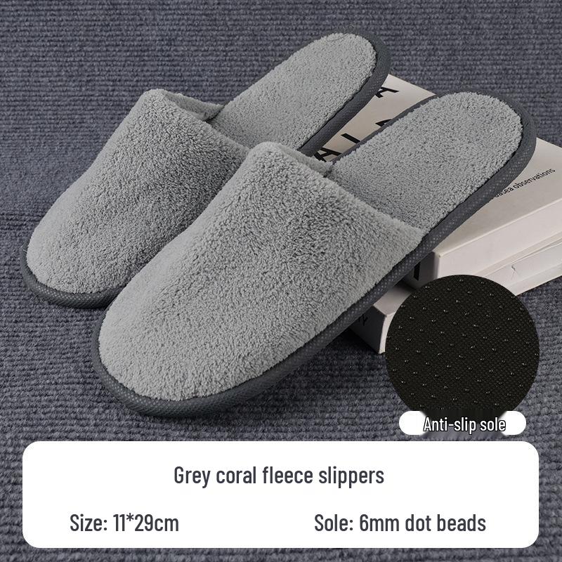Washable Anti-Slip Winter Fleece Slippers for Guests