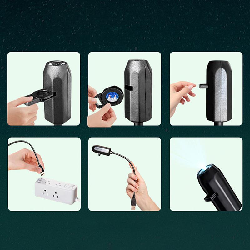 Led Usb Projector Light 3/6Pcs Projection Patterns- Adjustable Whale Butterfly Jellyfish Starfish Night Light Festival Gift