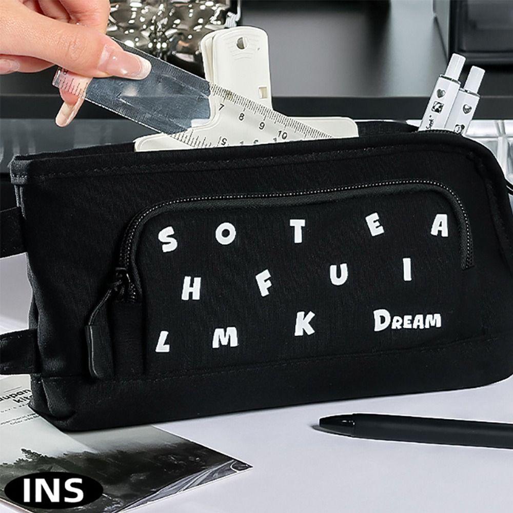 Handheld Pen Bag L-shape Large Opening Stationery Bag Stationery Organizer  Back To School Gift