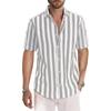 Summer Men's Casual Sports Striped Short Sleeved Lapel Shirt